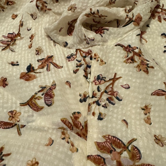 Madewell | Silk Floral Print Blouse - Cream Color | Size 14 - Picture 10 of 12